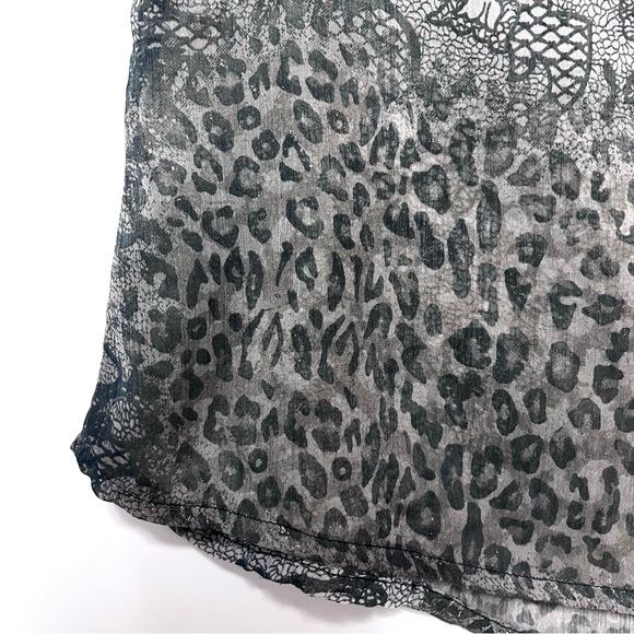 Lane Bryant Lace Animal Print Blouse Sheer Plus Size 1X 14 16 Long Sleeve Button - Picture 10 of 15